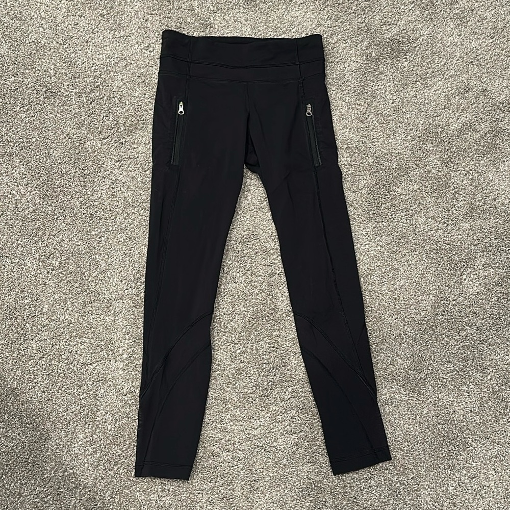Lululemon 7/8 Length Mesh Panel Black Legging